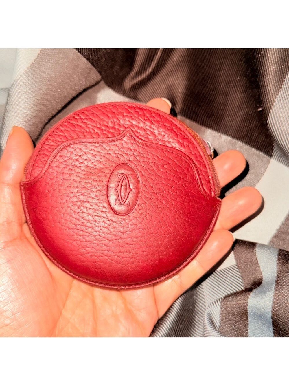 Cartier Red Leather Round Wallet